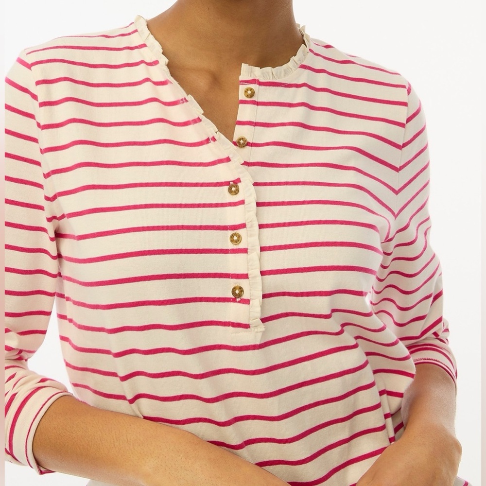 [J Crew Factory] striped ruffle henley